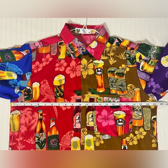 VHO Funky Hawaiian Beer Short Sleeve Button Down Shirt Medium R1 - Picture 12 of 13